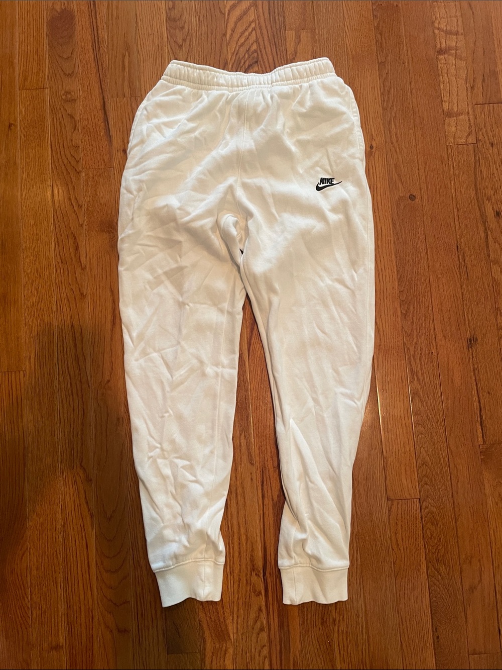 Nike Kids White Jogger Sweatpants with Black Swoosh